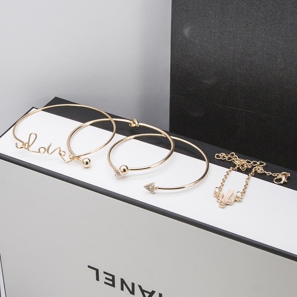 Bracelet Set Love Cactus Arrow Knot 4 Piece  Gold NWOT - Picture 4 of 7